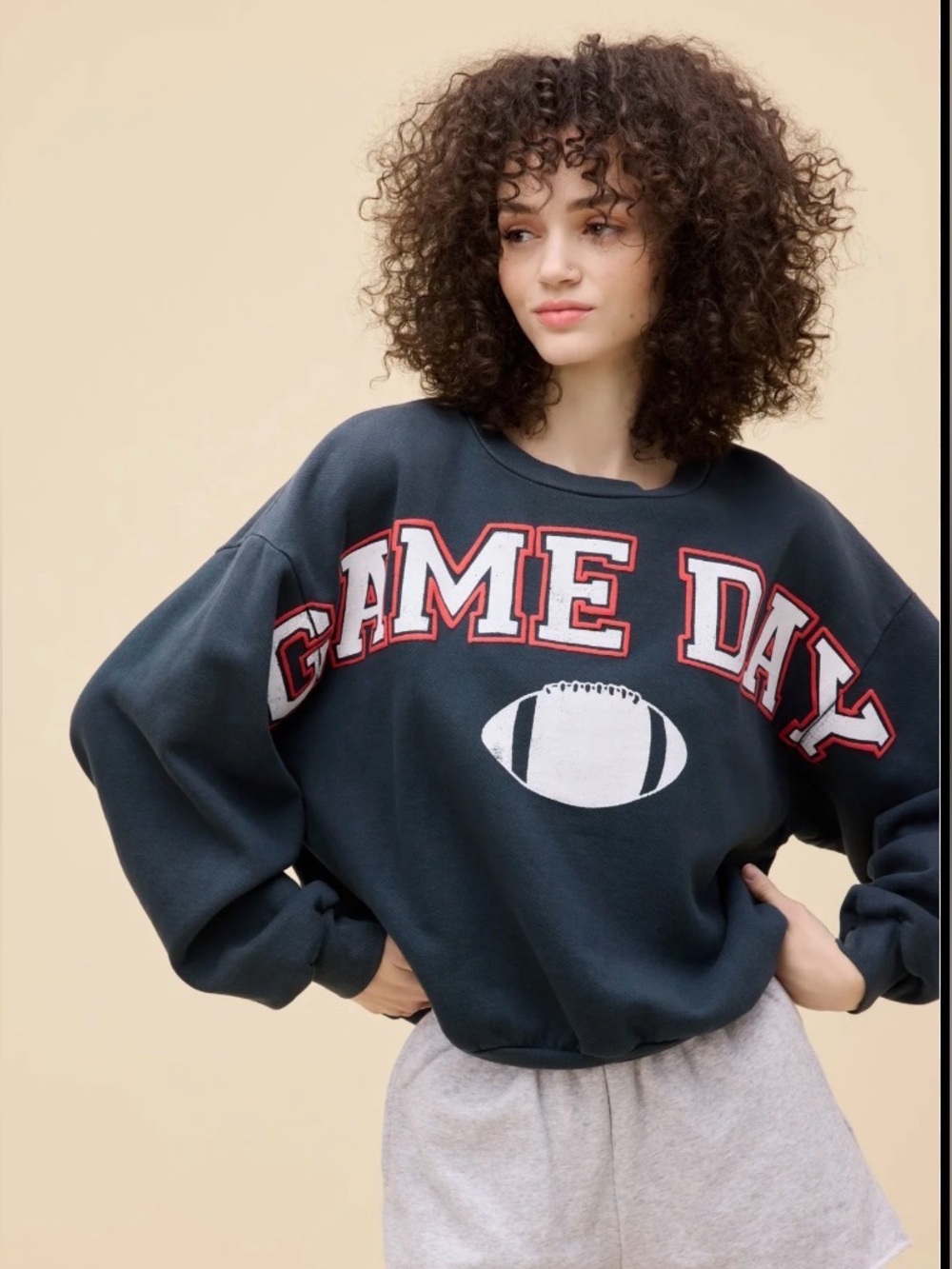 New Free People Daydreamer GAME DAY gray Sweatshirt Large?